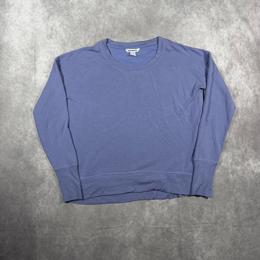 Athleta Womens S Purple Crewneck Sweatshirt Relaxed Fit Side Slit Athleisure
